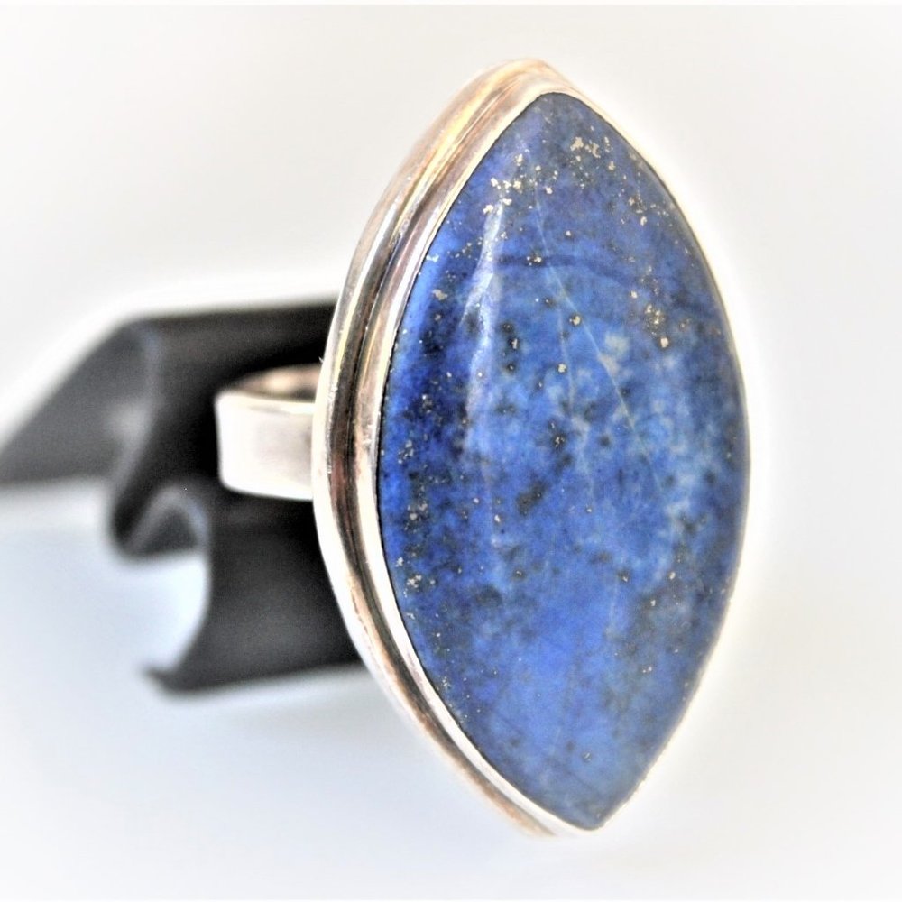STERLING SILVER LAPIS LAZULI ELONGATED RING